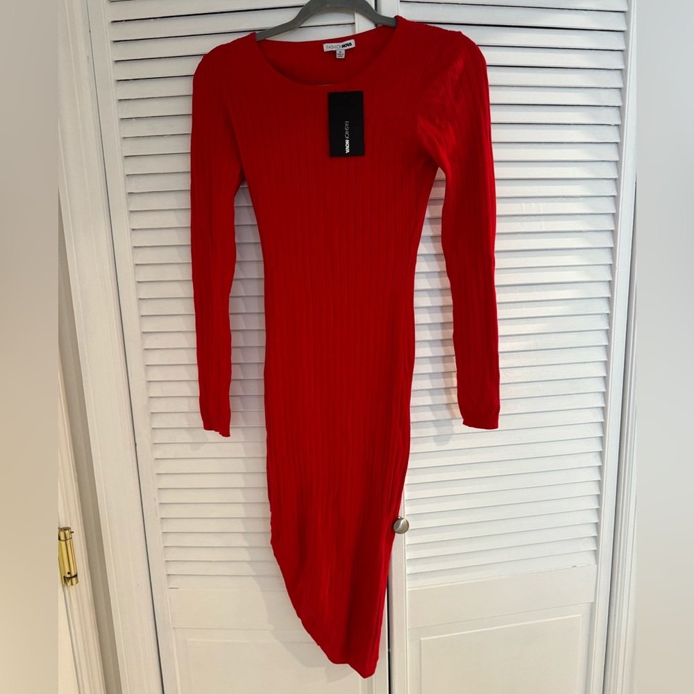 NWT - Fashion Nova Red Asymmetrical Dress